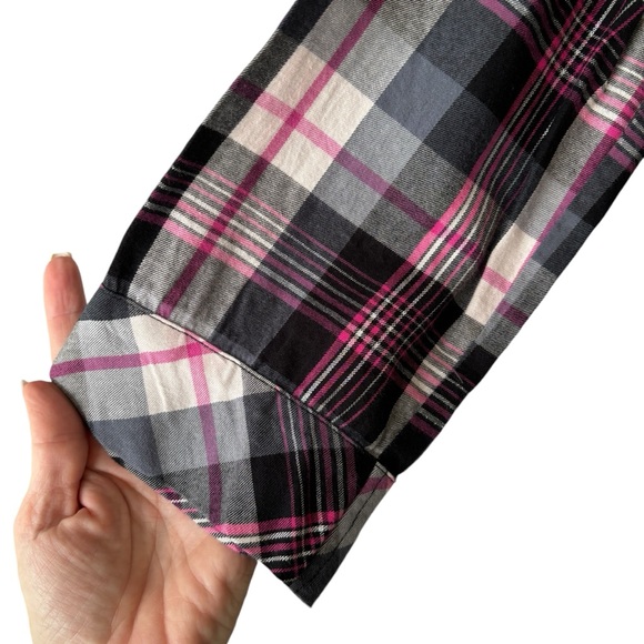Victoria's Secret Pink/Grey Plaid Flannel Pajama Top XSmall - Picture 6 of 10